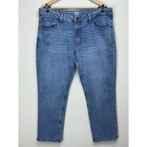 Izod Saltwater Jeans Mens 38x30 Blue Stretch Pants Straight Fit Cotton Blend